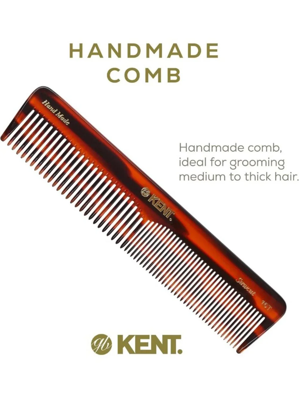 Handmade Tortoise Detangling Comb for All Hair Types - Fine & Wide Tooth